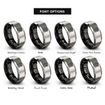 font options for inside engraving on black & silver fire lookout tower rings