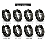 font options for inside engraving on black & silver fire smoke rings