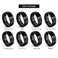 font options for inside engraving on black fire smoke rings