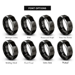 font options for inside engraving on black & silver fire triangle rings