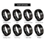 font options for inside engraving on black fire triangle rings