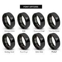font options for inside engraving on black fire triangle rings