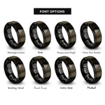 font options for inside engraving on gunmetal & black fire triangle rings