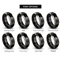 font options for inside engraving on black & grey fire truck ladder rings