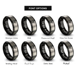 font options for inside engraving on black & grey firebird rings