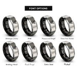 font options for inside engraving on black & gray firebird rings