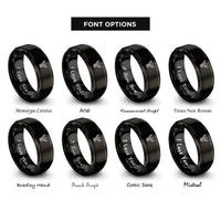 font options for inside engraving on black firebird rings