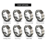 font options for inside engraving on silver firefighter carry rings