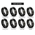 font options for inside engraving on black & silver firefighter hose spray rings