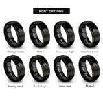 font options for inside engraving on black firefighter hose spray rings