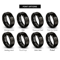font options for inside engraving on black firefighter hose spray rings