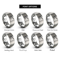 font options for inside engraving on gray firefighter hose spray rings