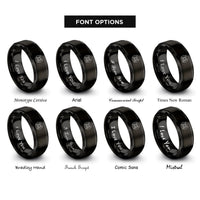 font options for inside engraving on black firefighter maltese cross rings