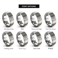 font options for inside engraving on gray firefighter maltese cross rings