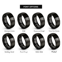 font options for inside engraving on black firefighter on ladder rings