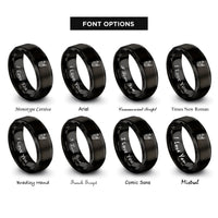 font options for inside engraving on black firefighter on ladder rings