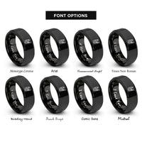 font options for inside engraving on black firefighter on ladder rings