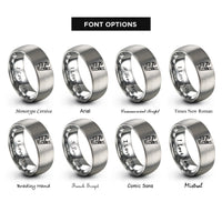 font options for inside engraving on grey firefighter on ladder rings