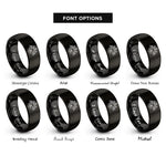 font options for inside engraving on black firefly cluster rings