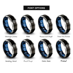 font options for inside engraving on black & blue & silver firewall rings