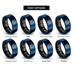 font options for inside engraving on black & blue firewall rings