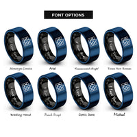 font options for inside engraving on black & blue firewall rings