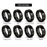 font options for inside engraving on black firewall brick wall rings