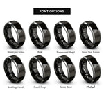 font options for inside engraving on black & grey firewood stack axe rings