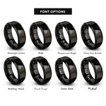 font options for inside engraving on black firewood stack axe rings