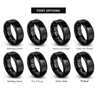 font options for inside engraving on black firewood stack axe rings