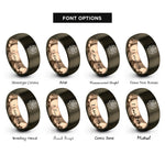 font options for inside engraving on gunmetal & rose gold fireworks rings
