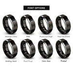font options for inside engraving on black & grey first aid rings