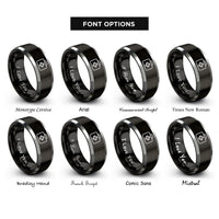 font options for inside engraving on black & grey first aid rings