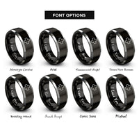 font options for inside engraving on black & gray first aid cross rings