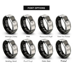 font options for inside engraving on black & gray first aid cross rings