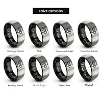 font options for inside engraving on black & silver first aid cross rings