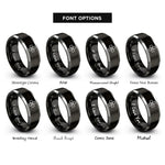 font options for inside engraving on black & grey first aid cross rings