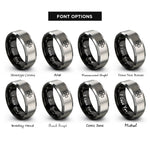 font options for inside engraving on black & gray first aid cross rings