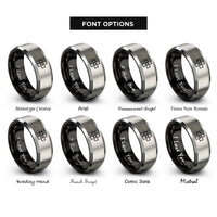 font options for inside engraving on black & gray first aid cross rings
