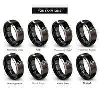 font options for inside engraving on black & silver first aid cross rings
