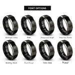 font options for inside engraving on black & grey first aid cross rings