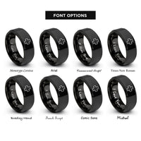 font options for inside engraving on black first aid cross rings