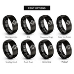 font options for inside engraving on black first aid cross rings