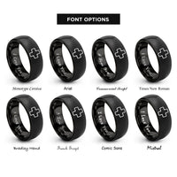 font options for inside engraving on black first aid cross rings