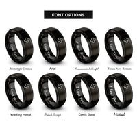 font options for inside engraving on black first aid cross rings