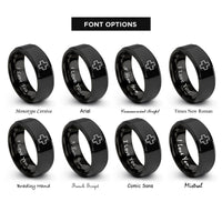 font options for inside engraving on black first aid cross rings