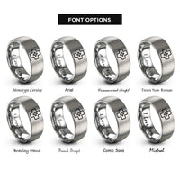 font options for inside engraving on gray first aid cross rings
