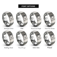 font options for inside engraving on silver first aid cross rings