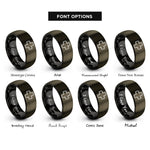 font options for inside engraving on gunmetal & black first aid cross rings
