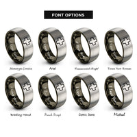 font options for inside engraving on gunmetal & silver first aid cross rings